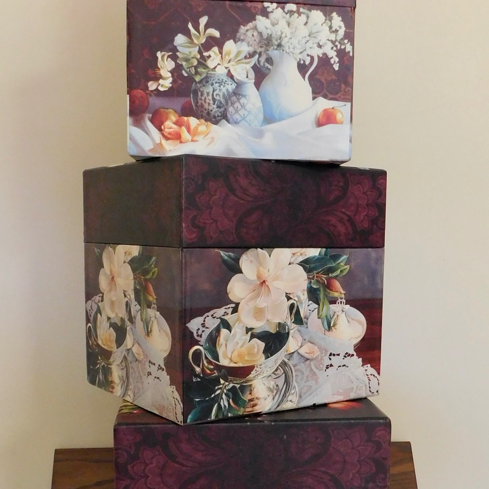 Bob's Boxes Stacking, Nesting boxes for Storage, Decor, Floral Design 4 boxes